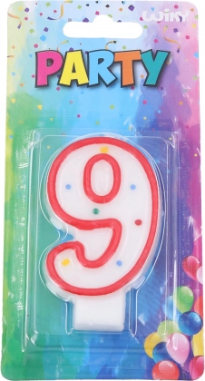 Bougie de fête numéro 9 Rouge