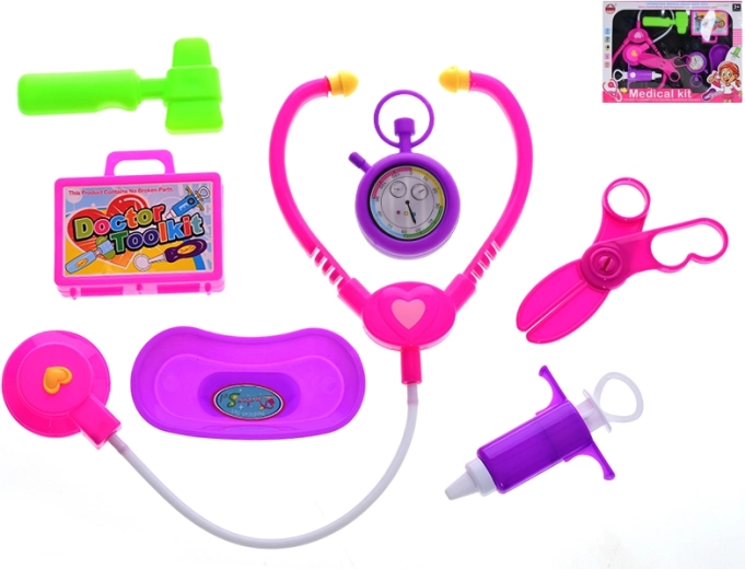 Trousse de docteur pour enfants 7 pcs dans un étui bleu