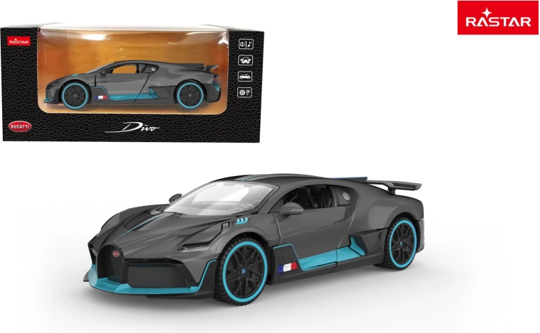 Petite voiture en métal Bugatti Divo 1:32 grise Rastar