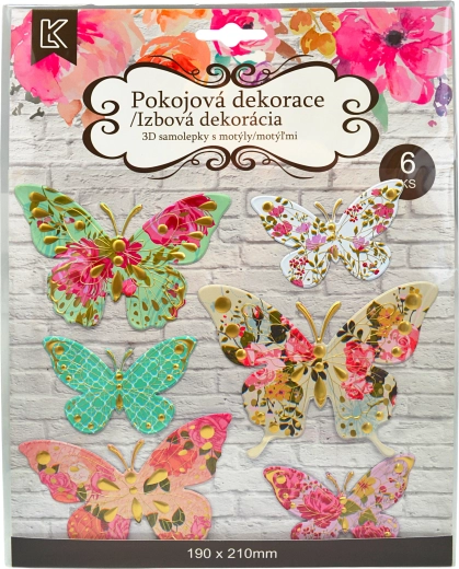 Autocollants muraux avec effet 3D papillons, lot de 6 pièces