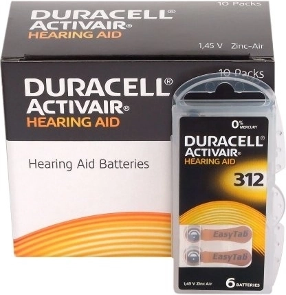 Duracell Activair piles pour appareils auditifs 312, 6 pcs