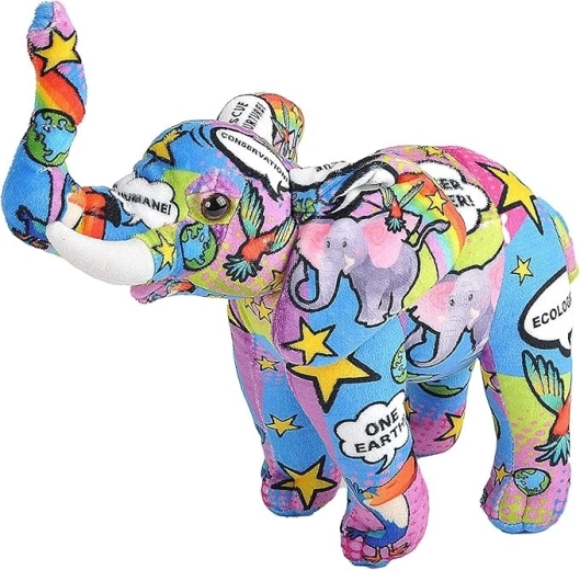 Éléphant en peluche avec message pour la planète 30 cm