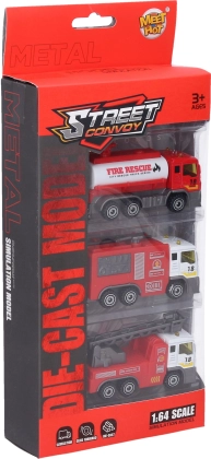 Set de petites voitures de pompiers 3 pcs 8,5 cm