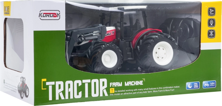 Tracteur télécommandé avec bulldozer 1:24 rouge