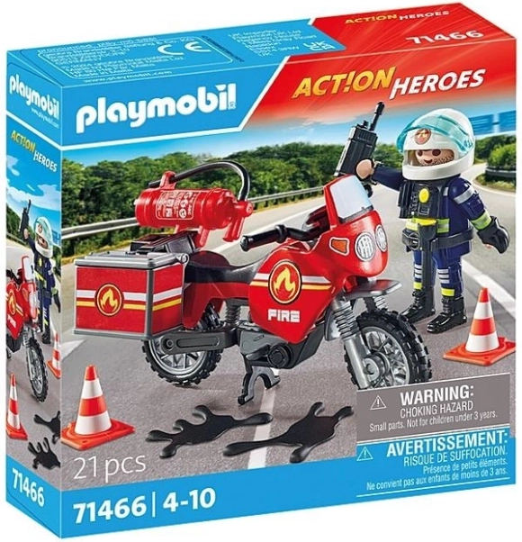 Playmobil moto des pompiers sur les lieux de l’accident avec figurine