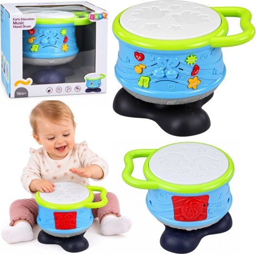 Tambour interactif éducatif avec lumières et sons – bleu