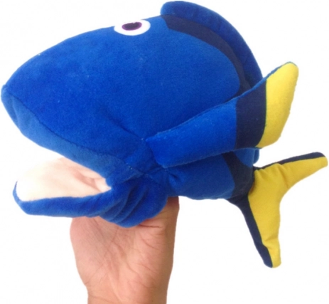 Marionnette en peluche Poisson bleu 25 cm