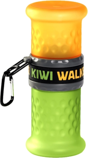 Bouteille de voyage 2-en-1 pour eau et nourriture KIWI WALKER, plastique, jaune-vert