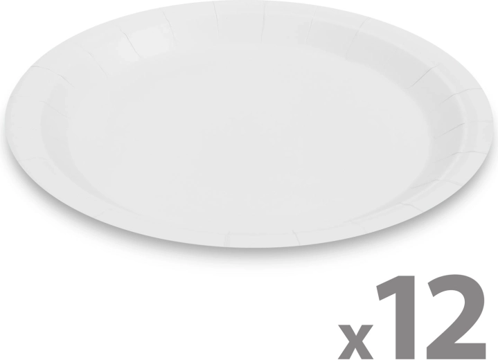 Ensemble d'assiettes en papier blanches de 23 cm, 12 pièces