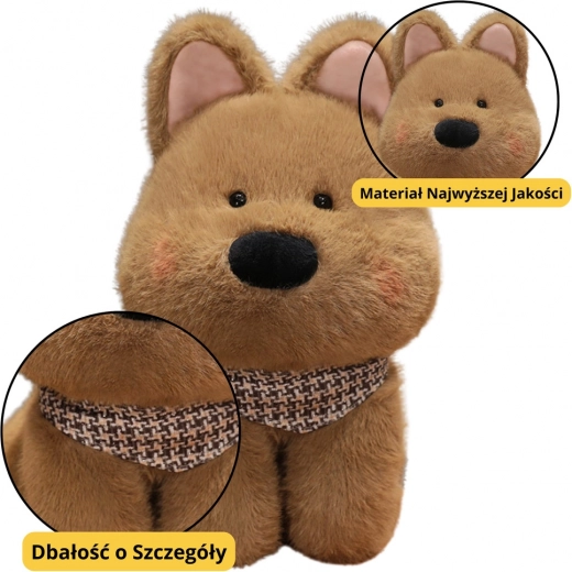 Chien en peluche brun avec foulard 25 cm