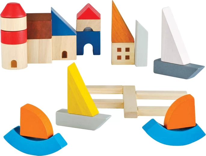 PlanToys jeu de construction en bois à la mer (27 pièces)
