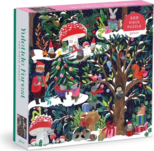 Puzzle carré Galison Forêt de Noël, 500 pièces