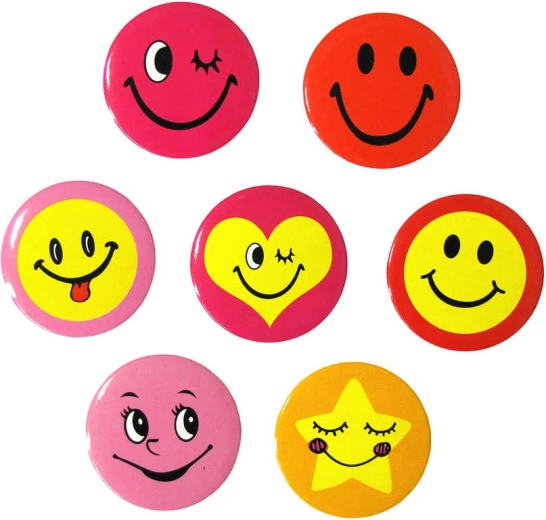 Grand badge smiley 4,5 cm - 1 pièce