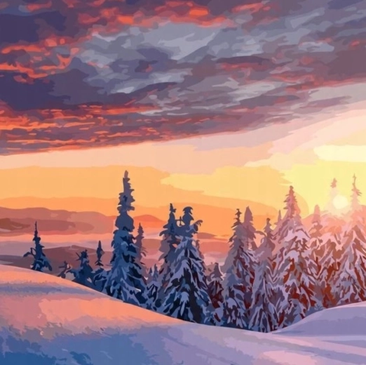 Peinture par numéros Paysage d’hiver 40 × 50 cm