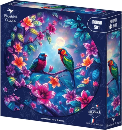 Puzzle rond Bluebird Oiseaux sur une branche (501 pièces)