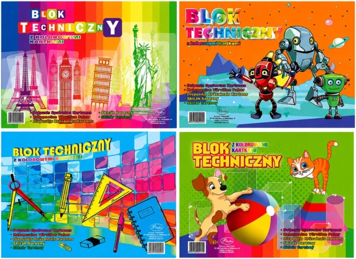 Bloc technique coloré A4 8 feuilles 160 g PROTOS