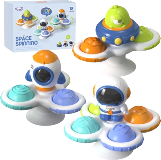 WOOPIE BABY spinner pop-it cosmique – jouet sensoriel, 3 pcs interchangeables