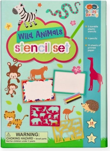 Pochoirs animaux sauvages avec set de crayons de couleur