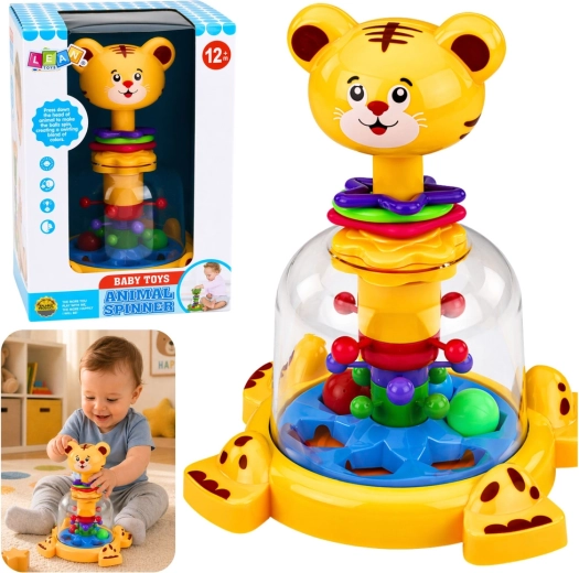 Toupie interactive tigre avec billes tourbillonnantes pour bébés