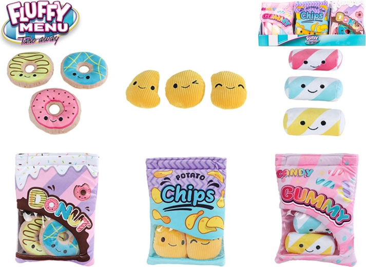 Fluffy Menu pochette en peluche avec collation 21 cm