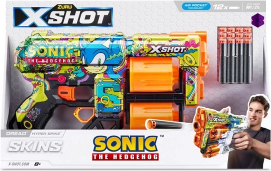 Pistolet Dread XSHOT Skins - Décoration Sonic Le Hérisson  12 Flechettes  Par Zuru