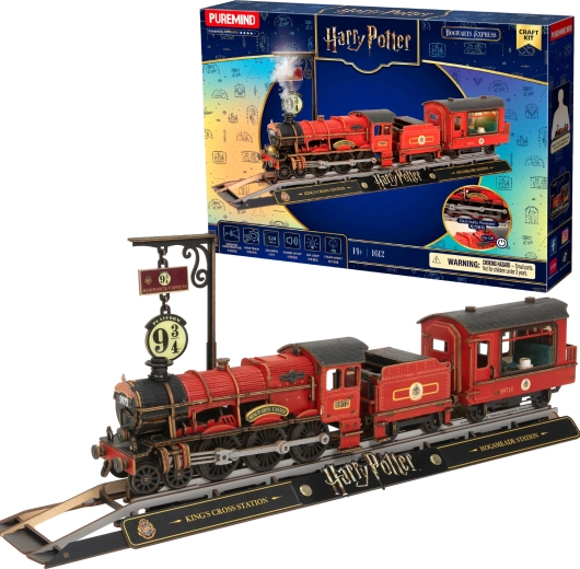 Puremind Harry Potter modèle 3D en bois du train Hogwarts Express avec lumière et son