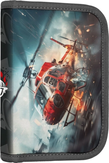 Trousse scolaire avec pompiers, une seule couche, 2 rabats