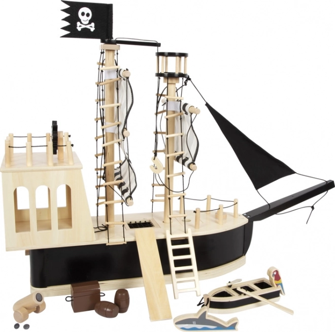 Navire pirate en bois SMALL FOOT avec accessoires et canon fonctionnel