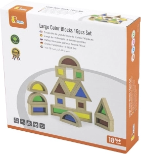 Cubes colorés en bois, 16 pièces