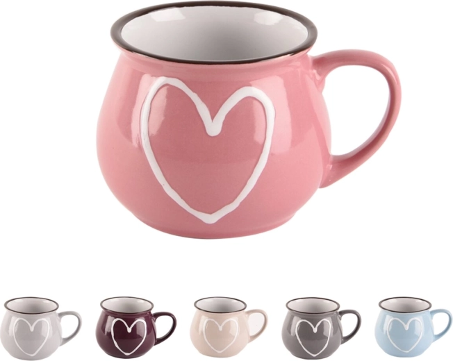 Tasse en céramique Cœur 0,32 l (assortiment de couleurs)