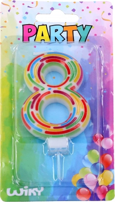 Bougie de fête pour gâteau chiffre 8 avec support