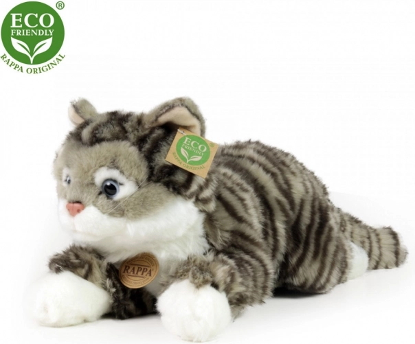 Chat tigré gris en peluche 40 cm éco-responsable