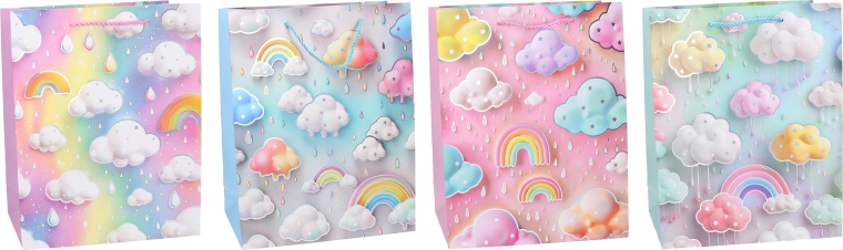 Sac cadeau M enfant 26 × 32 × 10 cm – arc-en-ciel pastel