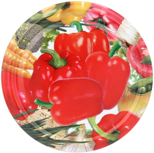 Couvercles métalliques de mise en conserve 82 mm avec motif de poivrons, lot de 10