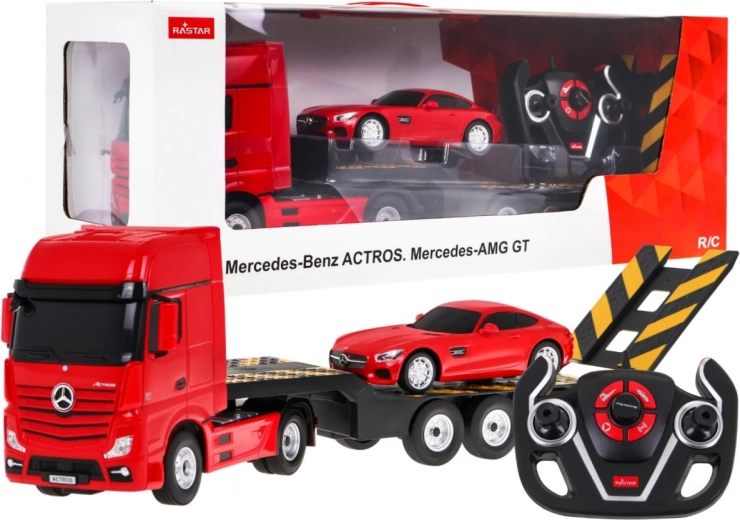 camion rc mercedes-benz actros avec remorque et mercedes-benz amg gt