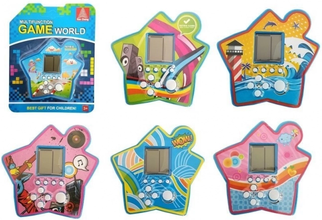 Jeu électronique de poche en forme d’étoile – Tetris bleu