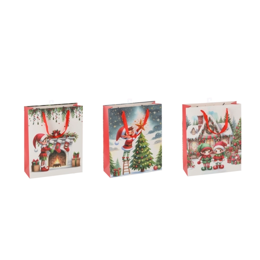 Sac cadeau Lutin de Noël 18 × 24 × 8 cm