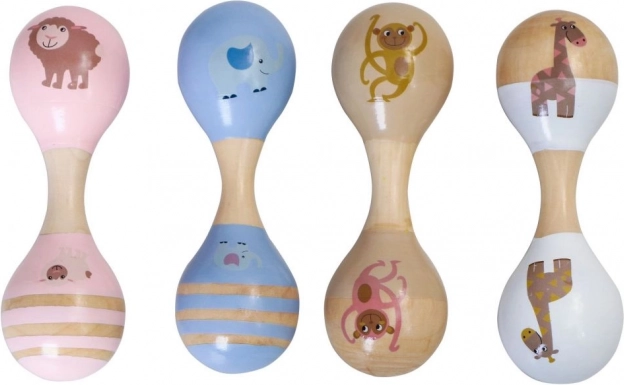 Maracas doubles en bois avec animaux – motif Arche de Noé