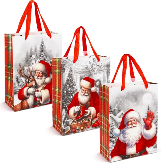 Sac cadeau de Noël avec effet velours et motif de Saint-Nicolas - 1 pièce