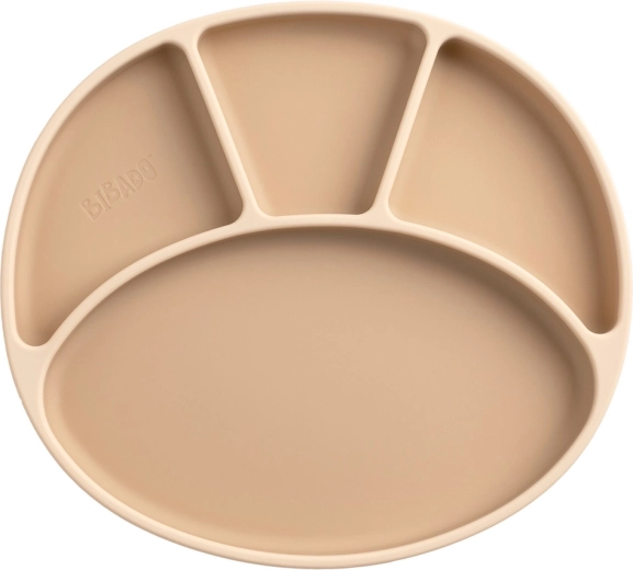 Assiette compartimentée en silicone Bibado avec ventouse fawn - 1 pièce