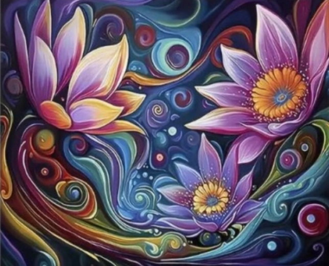 Peinture diamant Fleurs abstraites 30 × 40 cm