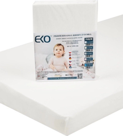 Drap-housse EKO avec élastique en jersey blanc 120 × 60 cm