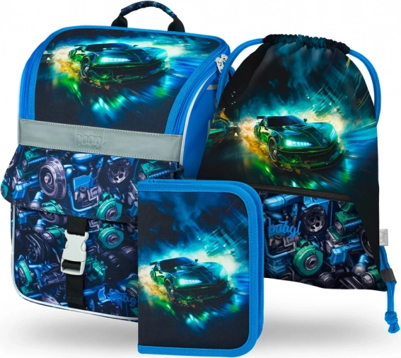 Baagl ensemble scolaire Zippy voiture de course – cartable, trousse et sac