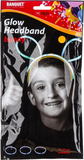 Serre-tête lumineux oreilles de lapin + 3 bracelets fluorescents 20 cm MY PARTY