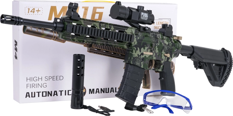 Blaster à gel M416 avec billes d’eau et accessoires