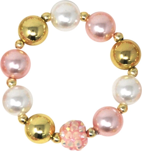 Bracelet pour enfant rose doré en perles synthétiques Pink Poppy