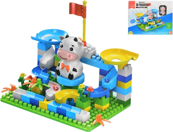 Jeu de construction avec piste et petit animal, 93 pièces