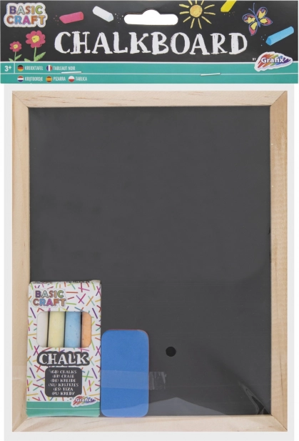 Tableau scolaire en bois pour craies avec craies et éponge