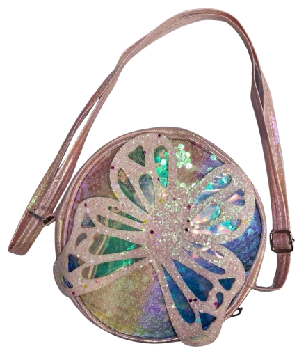 Sac à main enfant PINK avec papillon scintillant et sequins
