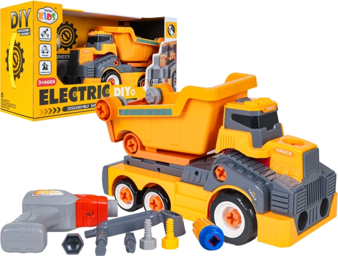 Camion-benne enfant démontable (camion à benne basculante) jaune avec accessoires - 1 pièce